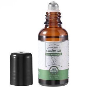Castor Oil Roll on for Face Eye Hair Scalp, Certified Organic Castor Oil Roller